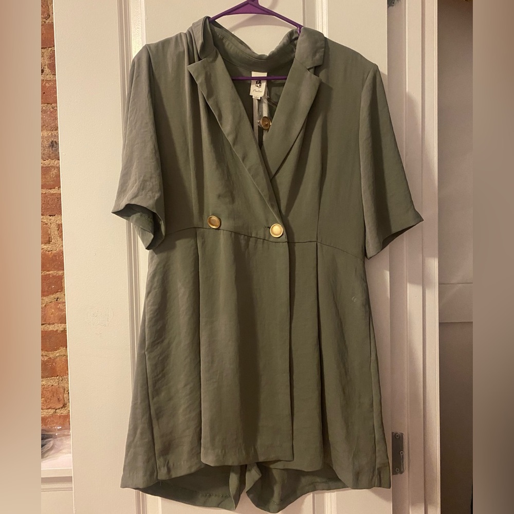 NEW WITH TAGS - VICI Green collared/blazer romper.